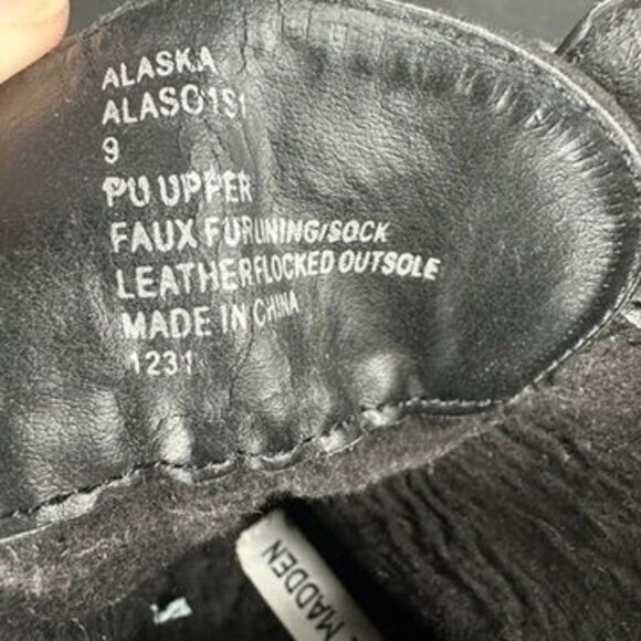 Steve Madden Alaska Faux Fur Black Leather Combat Women Boots Size 9 - Picture 3 of 8